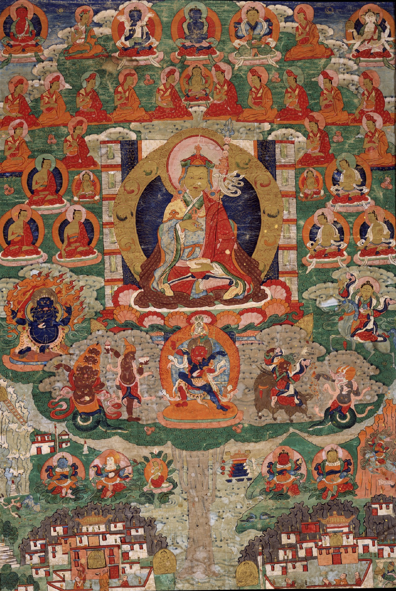 Padmasambhava with Drigung Kagyu Refuge Field - The Treasury of
